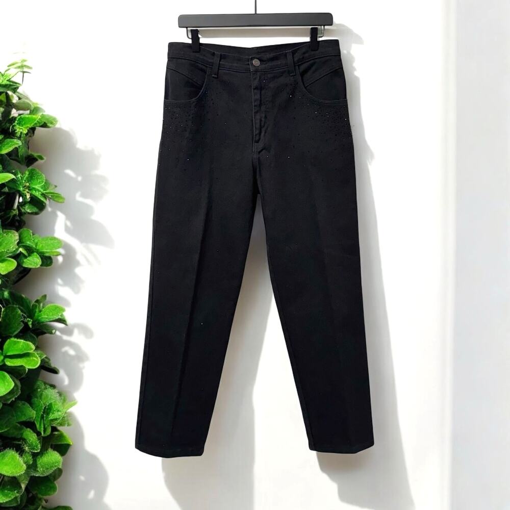 Vintage Simply Hot Black Embellished Jeans High-Rise 30x29 Size 12